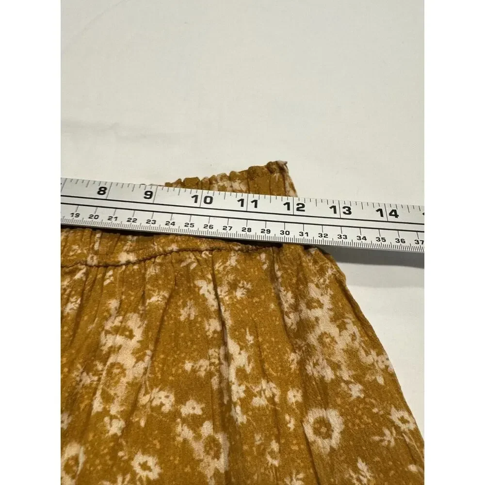 Olivaceous Floral Tiered Mini Skirt‎ Ruffle Boho Mustard Yellow Size Small Exc